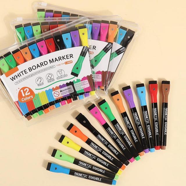 12Pcs Magnetic Erasable Markers Dry Erase Highlighter Pen Calendar Planning  Board Whiteboard Window/Mirror Planner Marking Pen - AliExpress